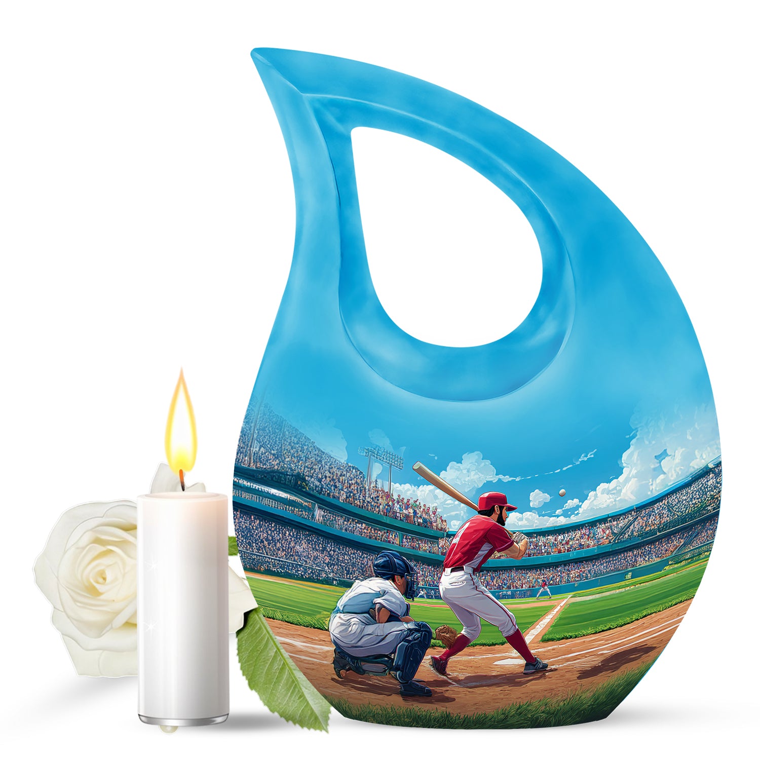 Radiant Baseball Memorial Cremation Urns - Blue 10-inch, 200 cu in - Yatskia