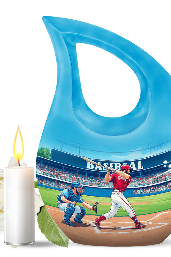 Illustrious Baseball Memorial Cremation Urns - Teal 10-inch, 200 cu in - Yatskia