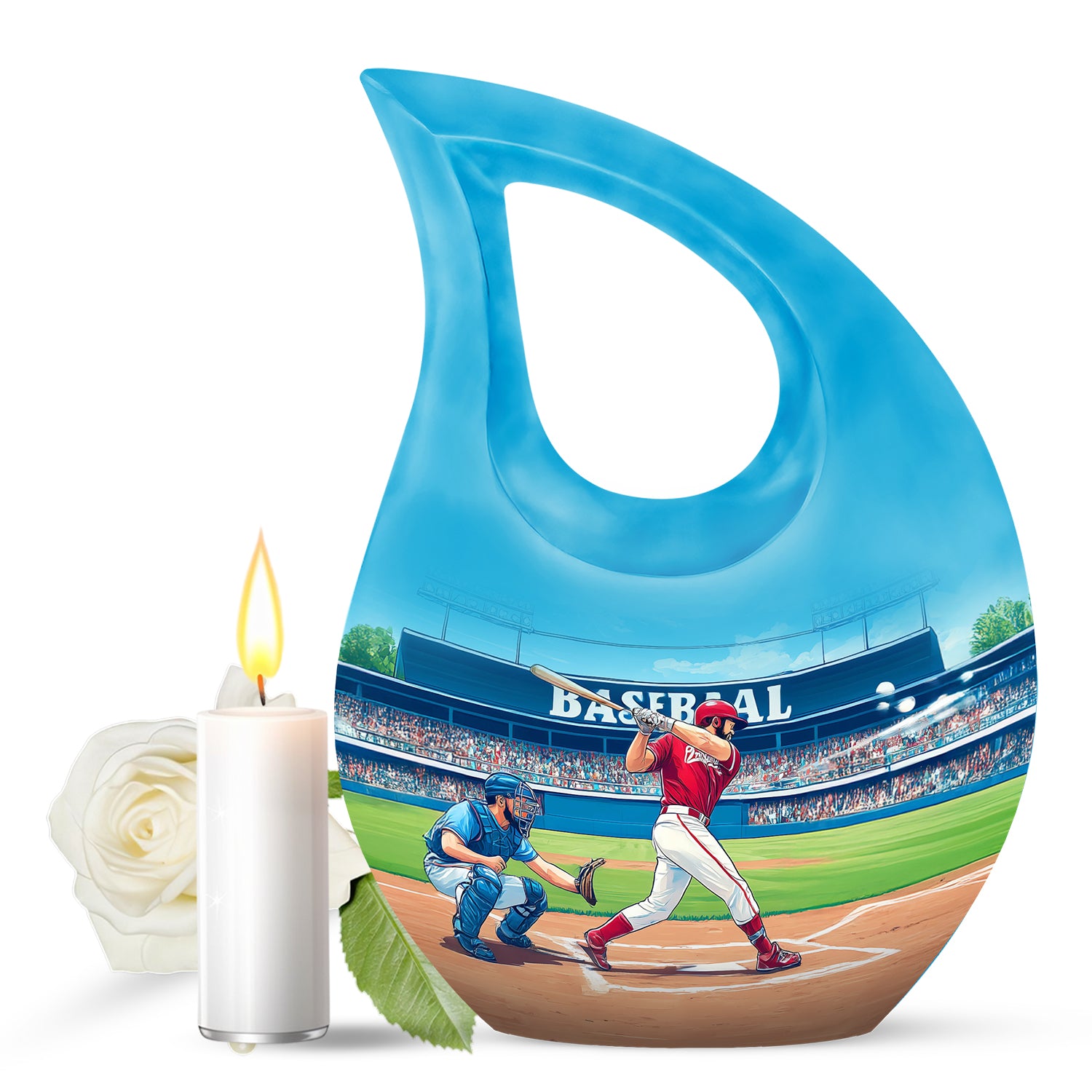 Illustrious Baseball Memorial Cremation Urns - Teal 10-inch, 200 cu in - Yatskia