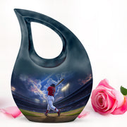 Blue Resounding Baseball Memorial Urn for Ashes - 10-inch, 200 cu in - Yatskia