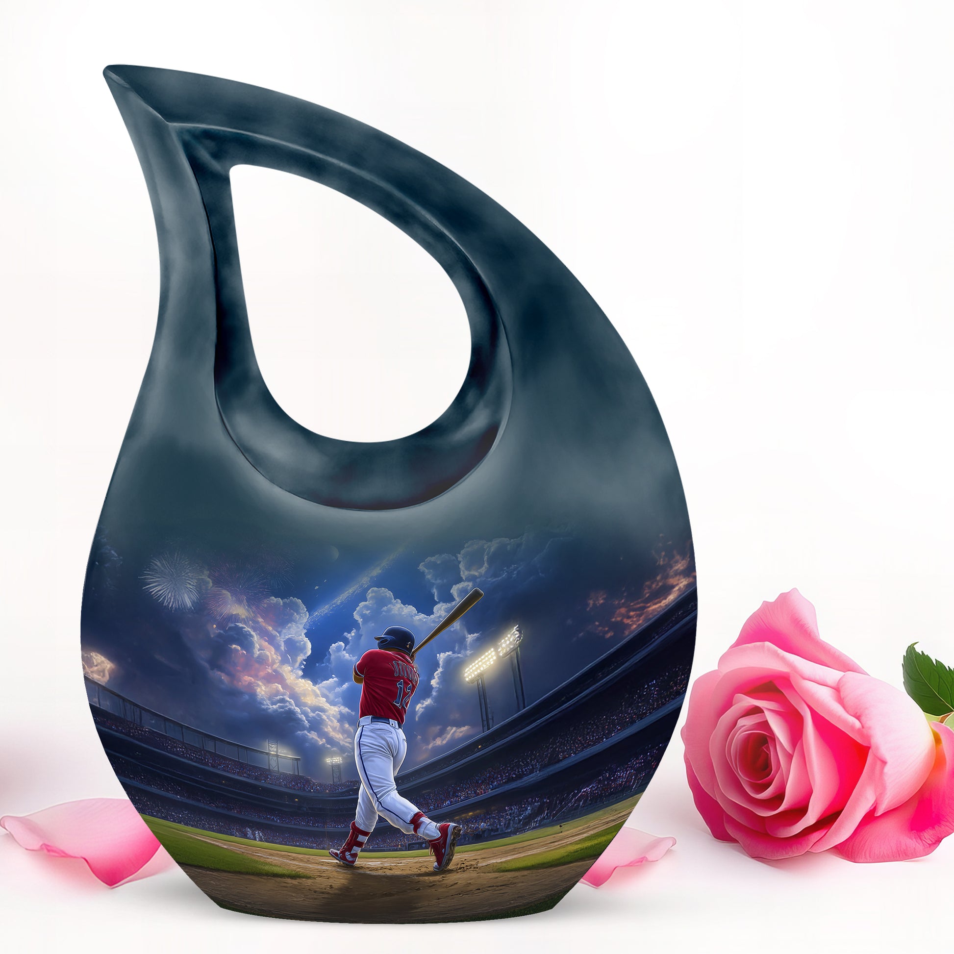 Blue Resounding Baseball Memorial Urn for Ashes - 10-inch, 200 cu in - Yatskia