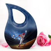 Radiant Baseball Memorial Cremation Urns - Blue 10-inch, 200 cu in - Yatskia