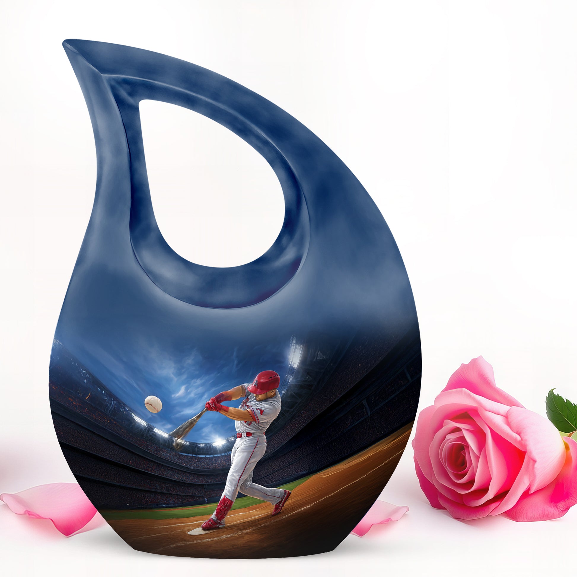 Radiant Baseball Memorial Cremation Urns - Blue 10-inch, 200 cu in - Yatskia