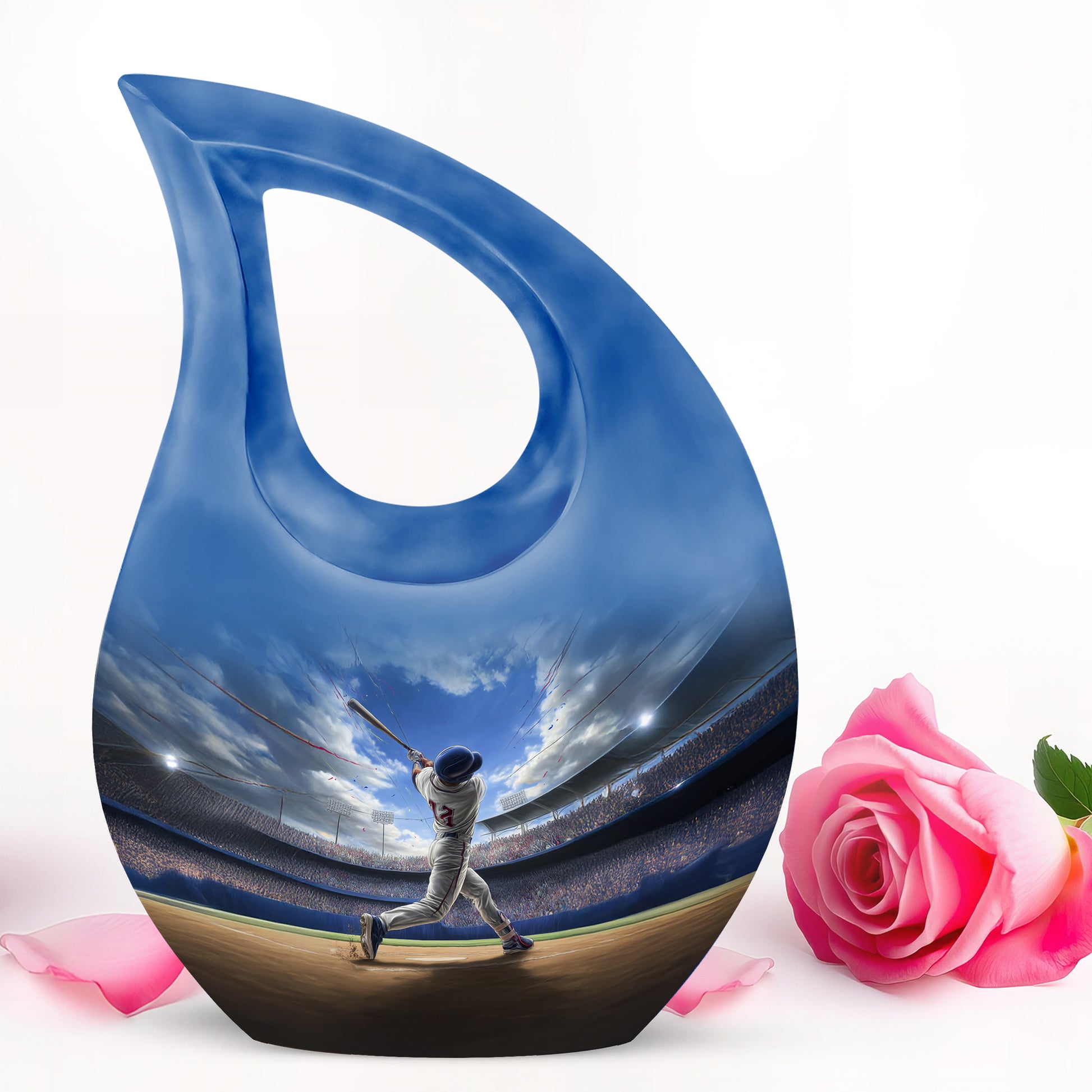 Blue Baseball Cremation Urns - Glorious Tribute 10-inch, 200 cu in - Yatskia