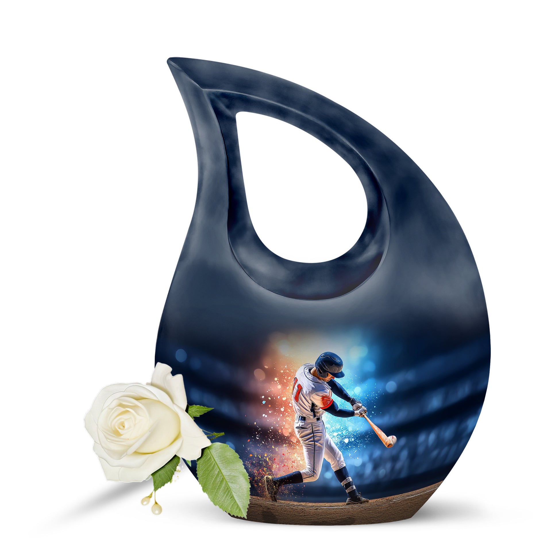 Remarkable Baseball Memorial Cremation Urns - Blue 10-inch, 200 cu in - Yatskia
