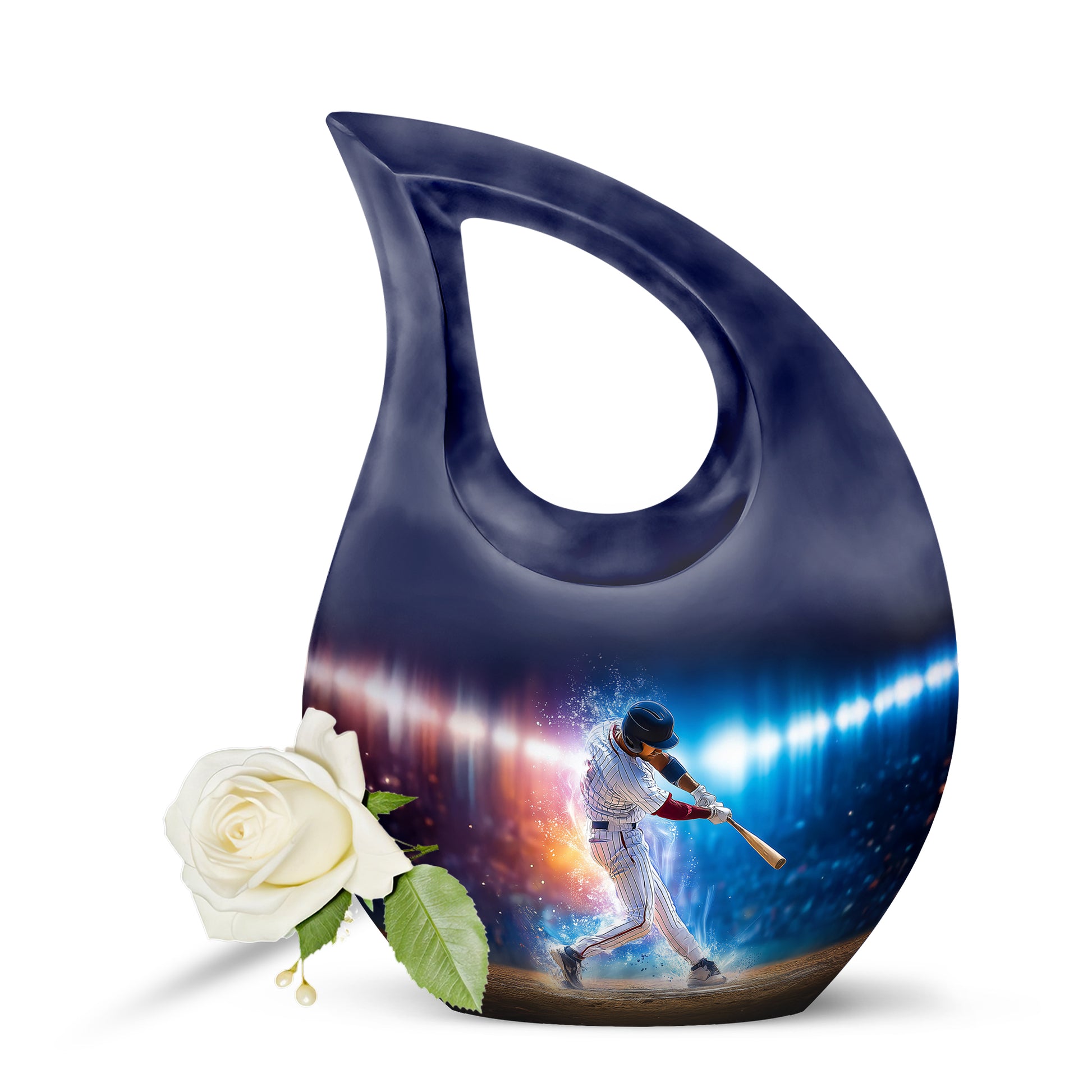 Personalized Refined Baseball Cremation Urns - Black 10-inch, 200 cu in - Yatskia