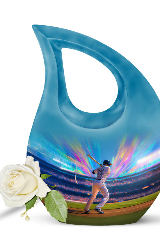 Personalized Baseball Cremation Urns - Eminent Blue 10-inch, 200 cu in - Yatskia