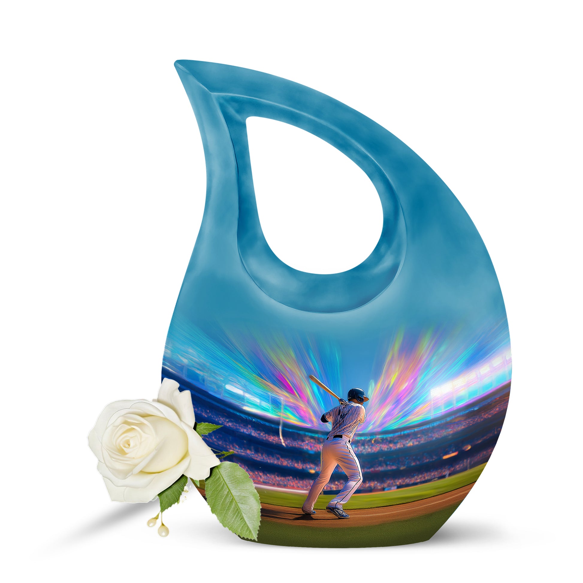 Personalized Baseball Cremation Urns - Eminent Blue 10-inch, 200 cu in - Yatskia