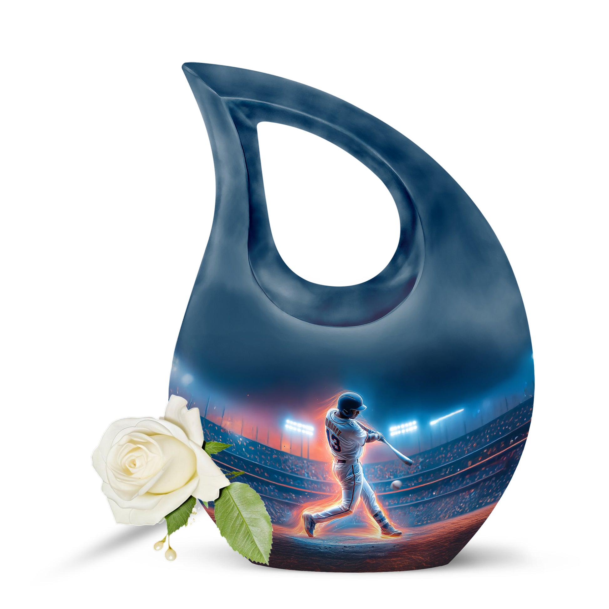 Personalized Eternal Baseball Cremation Urns - Blue 10-inch, 200 cu in - Yatskia