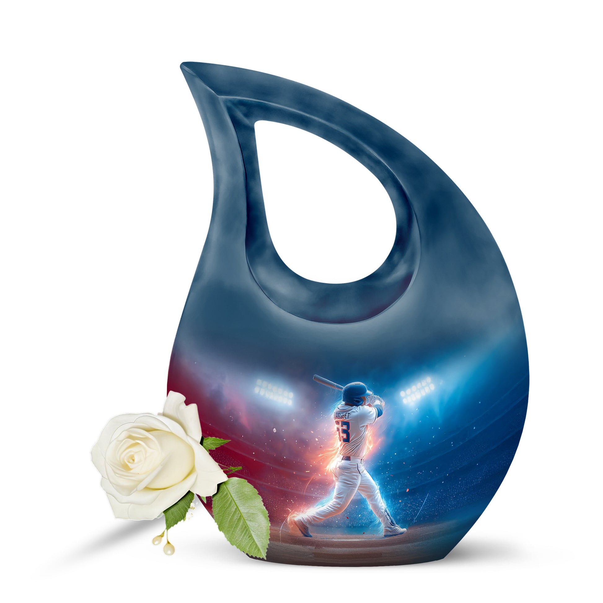 Blue Comforting Baseball Memorial Urn for Ashes - 10-inch, 200 cu in - Yatskia