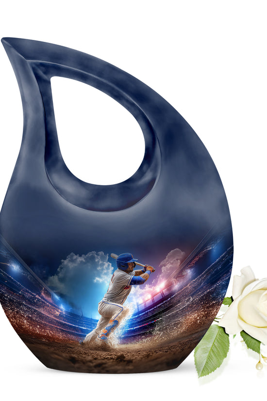 Personalized Baseball Cremation Urns - Wondrous Blue 10-inch, 200 cu in - Yatskia