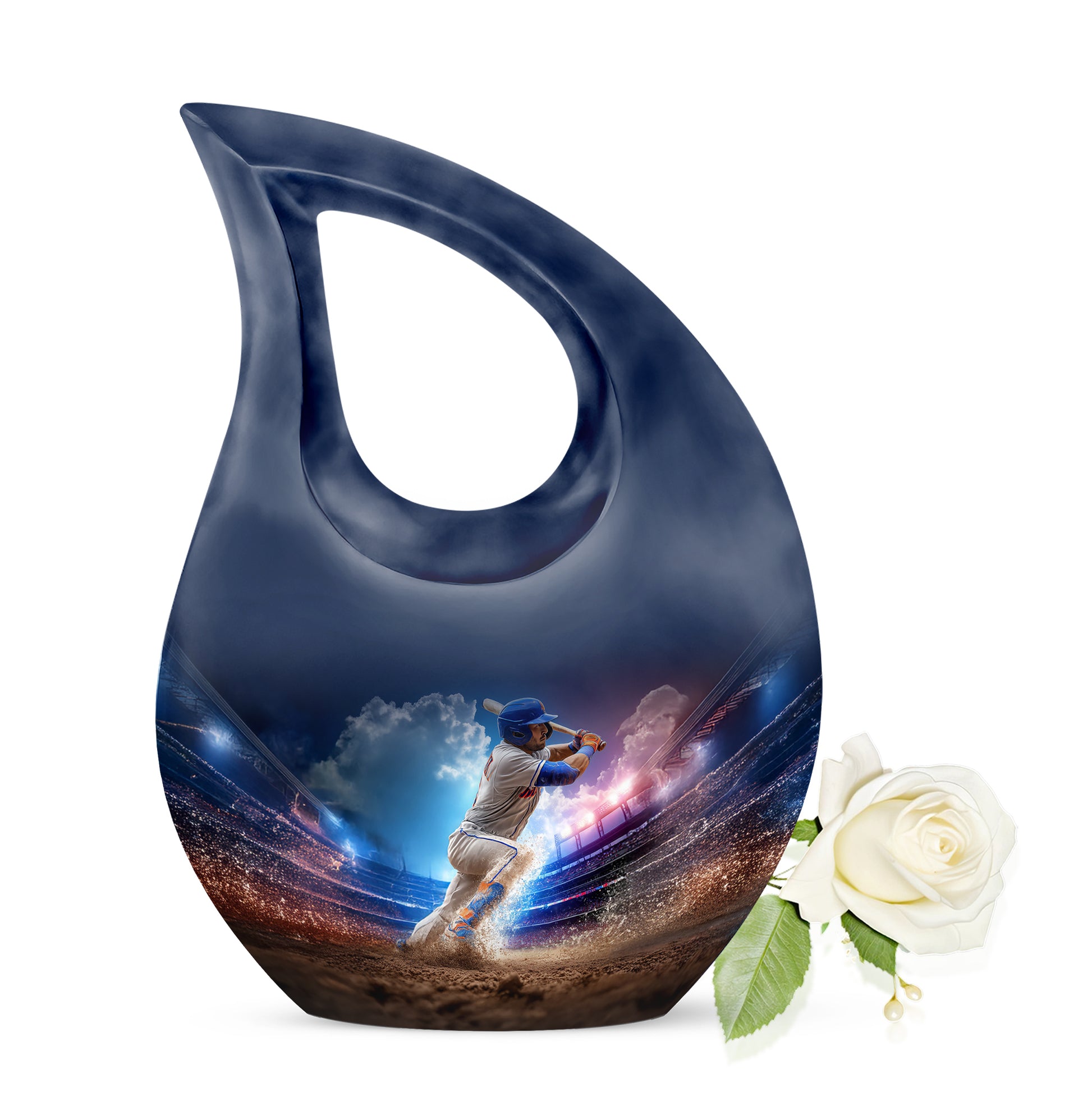 Personalized Baseball Cremation Urns - Wondrous Blue 10-inch, 200 cu in - Yatskia