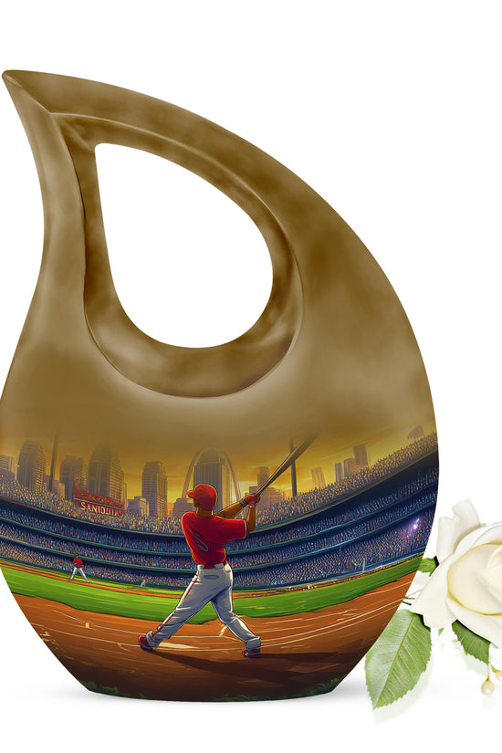 Gold Baseball Reflection Cremation Urns for Human Ashes - 10-inch, 200 cu in - Yatskia