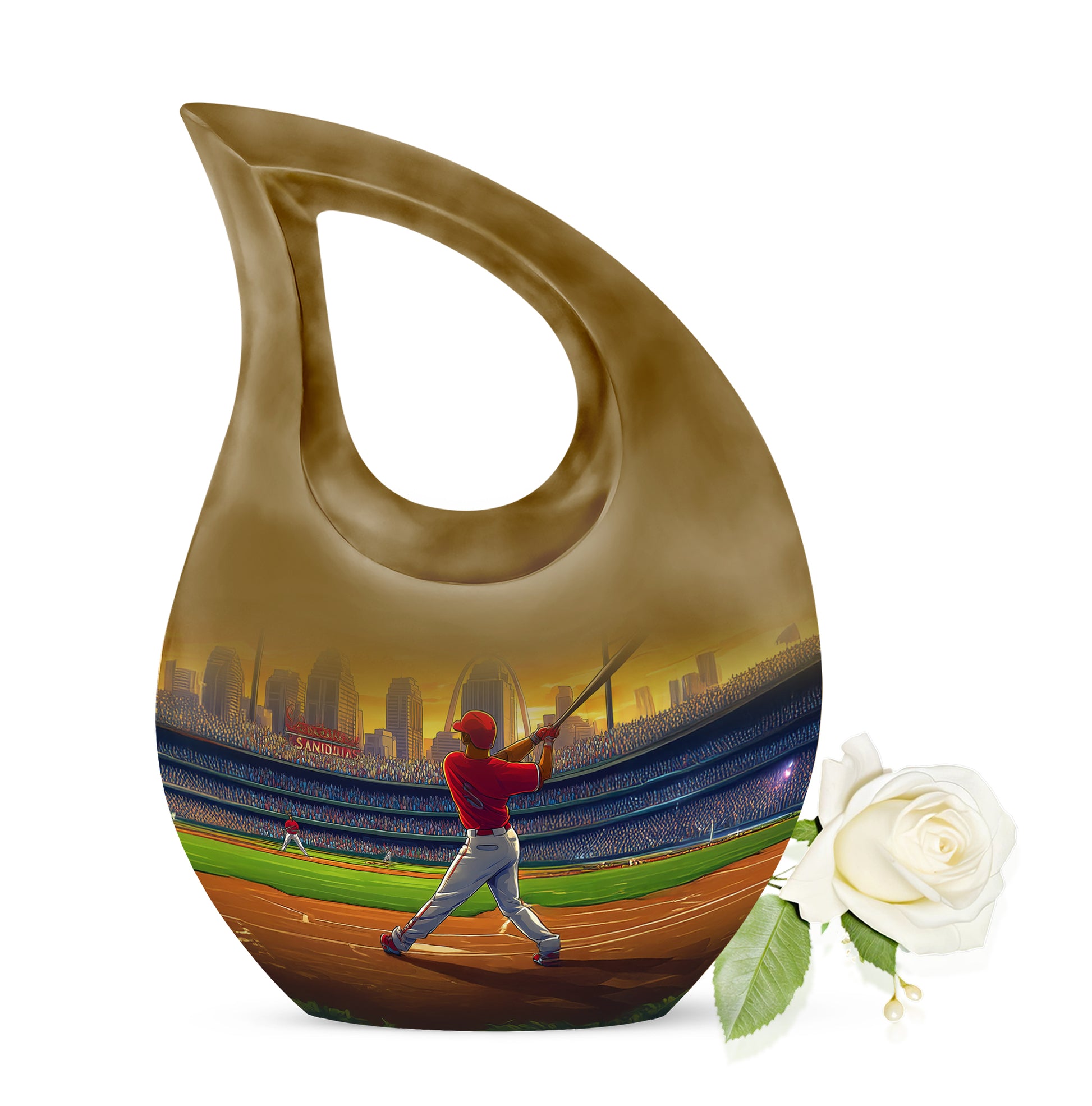 Gold Baseball Reflection Cremation Urns for Human Ashes - 10-inch, 200 cu in - Yatskia