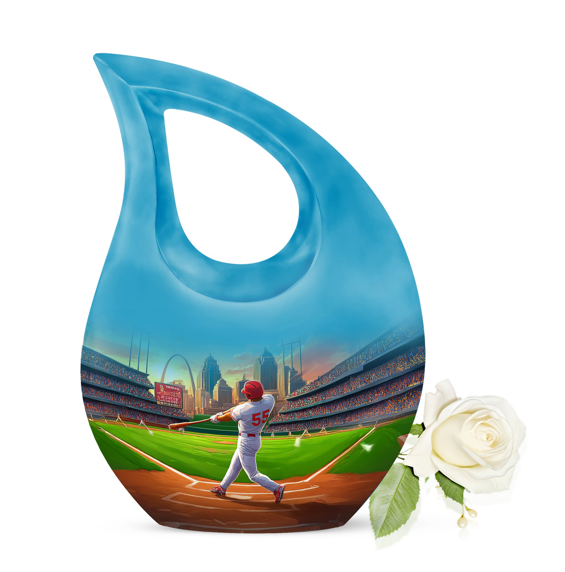 Blue Treasured Baseball Cremation Urns for Human Ashes - 10-inch, 200 cu in - Yatskia