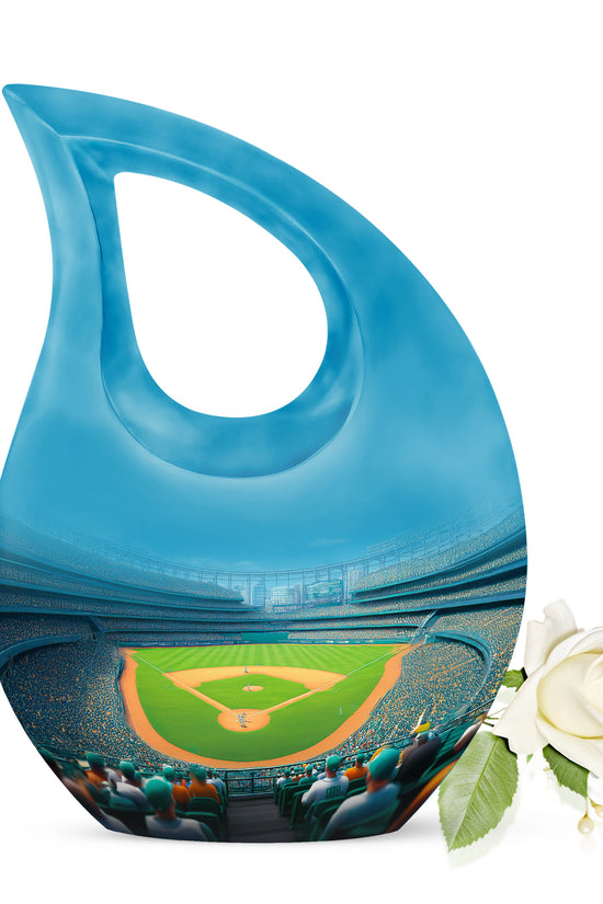 Lustrous Baseball Cremation Urns for Human Ashes - Blue 10-inch - Yatskia
