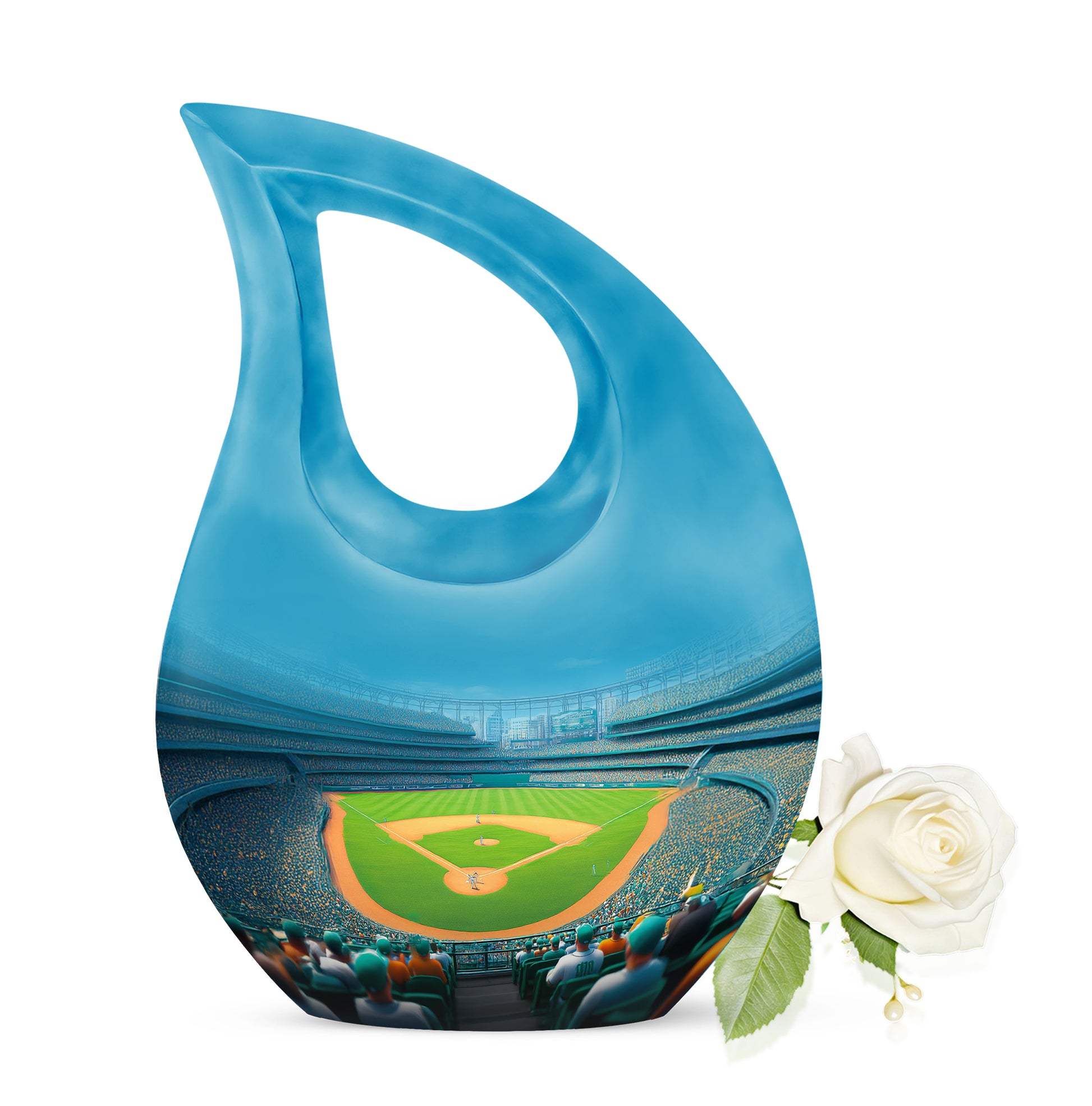 Lustrous Baseball Cremation Urns for Human Ashes - Blue 10-inch - Yatskia