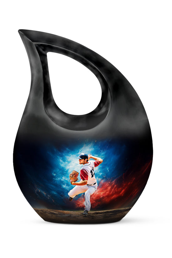 Blue Resounding Baseball Memorial Urn for Ashes - 10-inch, 200 cu in - Yatskia