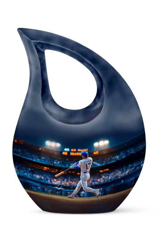 Illustrious Baseball Memorial Cremation Urns - Blue 10-inch, 200 cu in - Yatskia