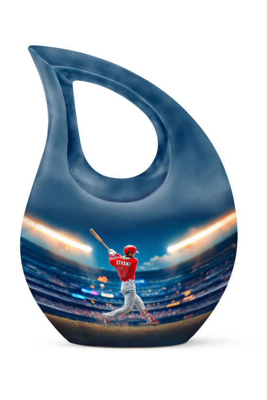 Blessed Baseball Cremation Urns for Human Ashes - Blue 10-inch - Yatskia