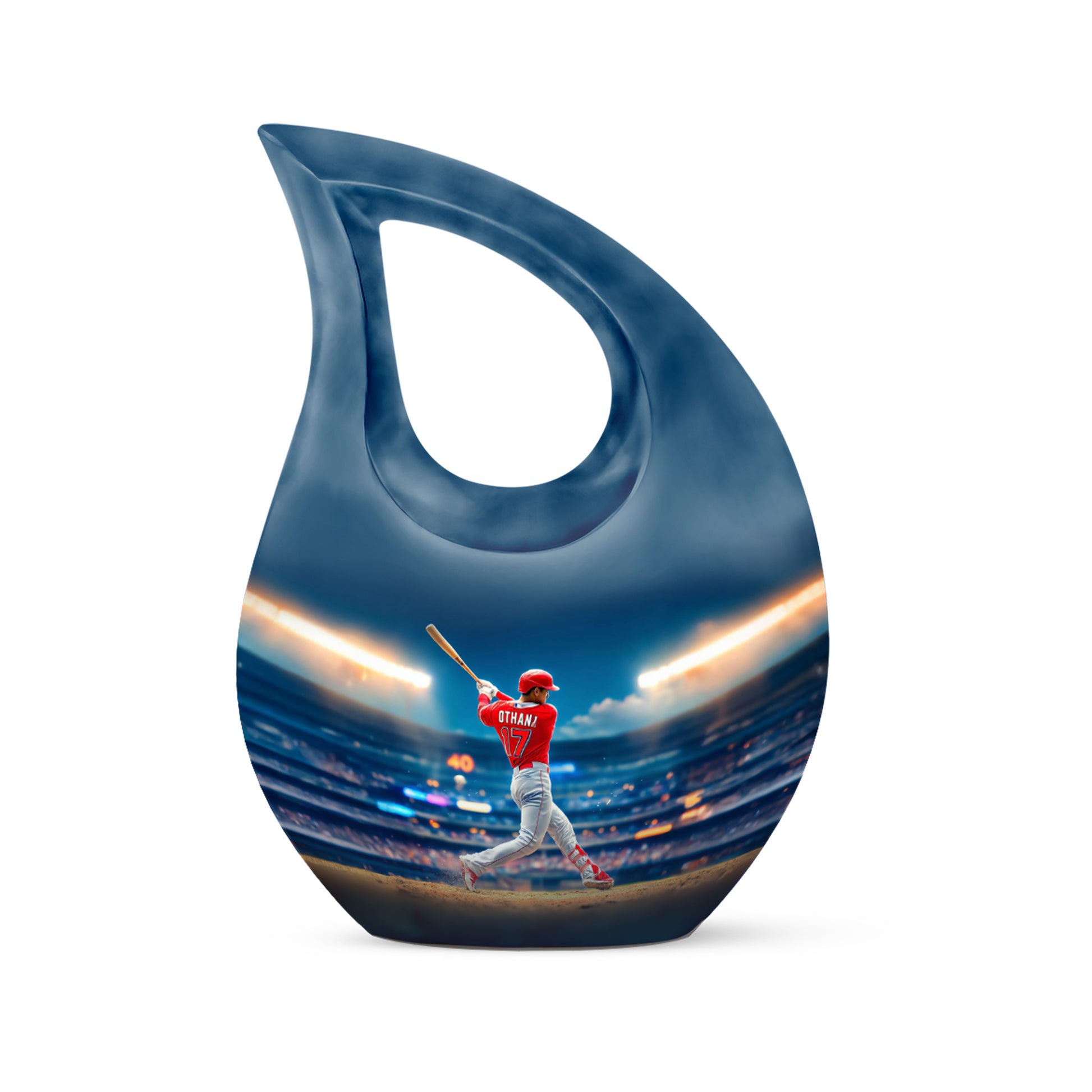 Blessed Baseball Cremation Urns for Human Ashes - Blue 10-inch - Yatskia