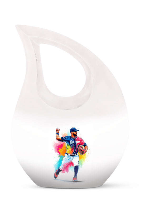 Inspiring White Baseball Keepsake Urn for Human Ashes - 10-inch, 200 cu in - Yatskia