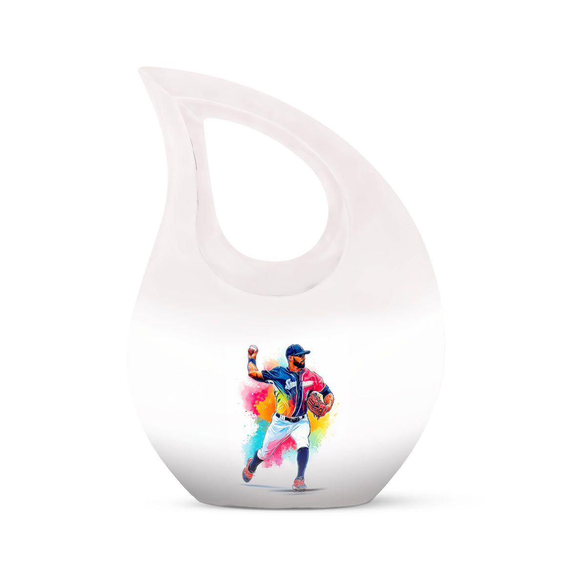 Inspiring White Baseball Keepsake Urn for Human Ashes - 10-inch, 200 cu in - Yatskia
