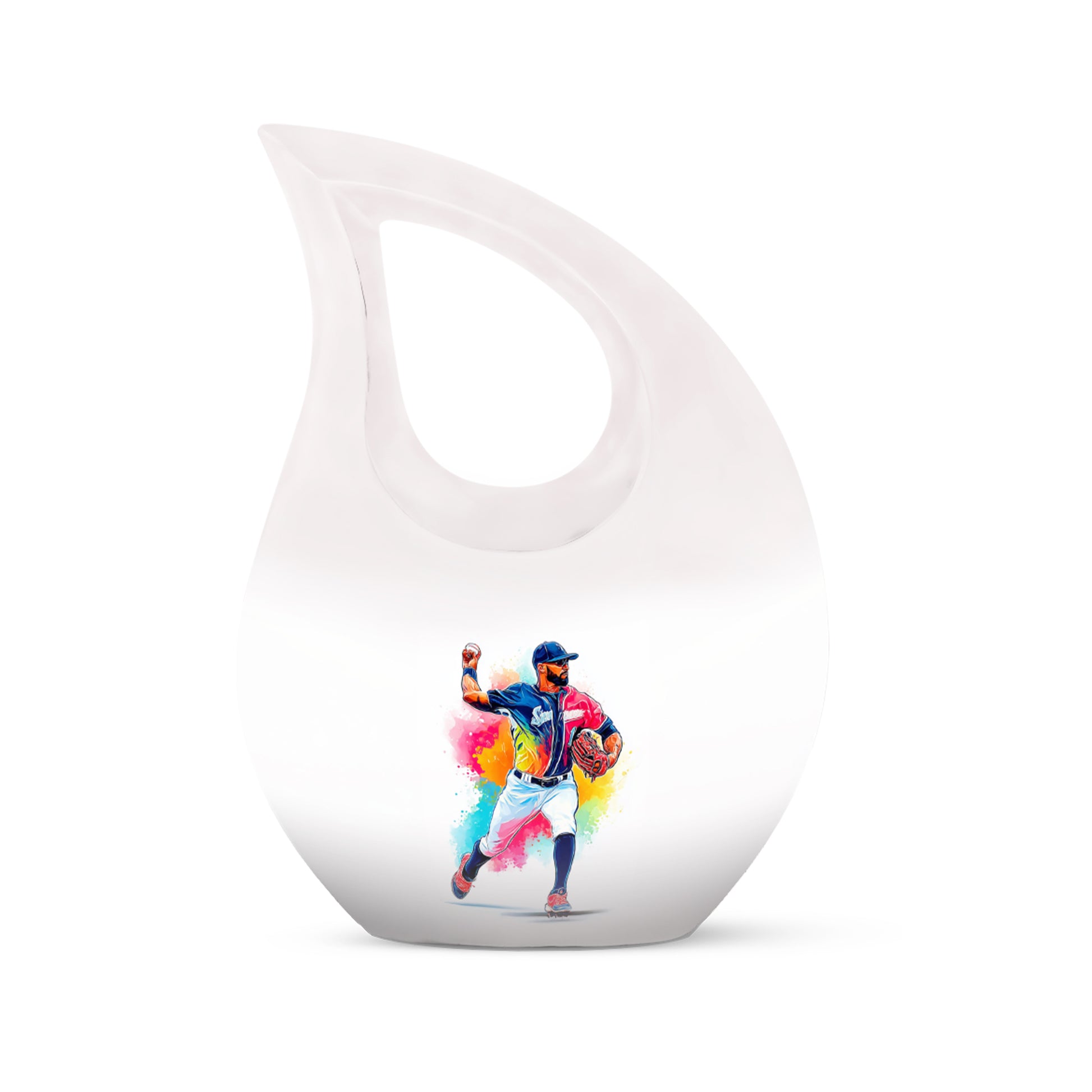 Inspiring White Baseball Keepsake Urn for Human Ashes - 10-inch, 200 cu in - Yatskia