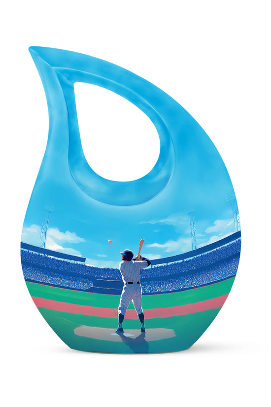 Blue Baseball Haven Cremation Urns for Human Ashes - 10-inch, 200 cu in - Yatskia