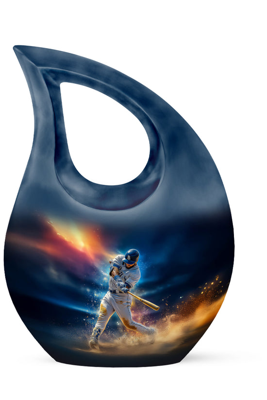 Personalized Blue Heavenly Baseball Cremation Urns for Human Ashes - 10-inch, 200 cu in - Yatskia