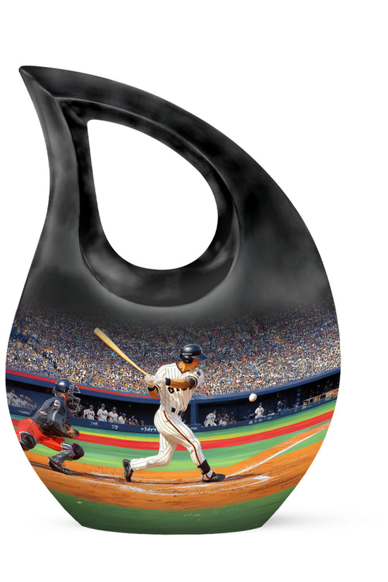 Lustrous Baseball Cremation Urns for Human Ashes - Black 10-inch - Yatskia