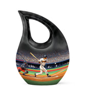 Lustrous Baseball Cremation Urns for Human Ashes - Black 10-inch - Yatskia