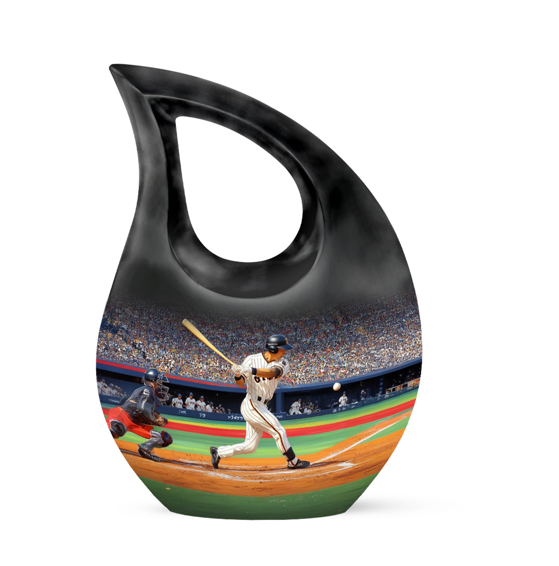 Lustrous Baseball Cremation Urns for Human Ashes - Black 10-inch - Yatskia