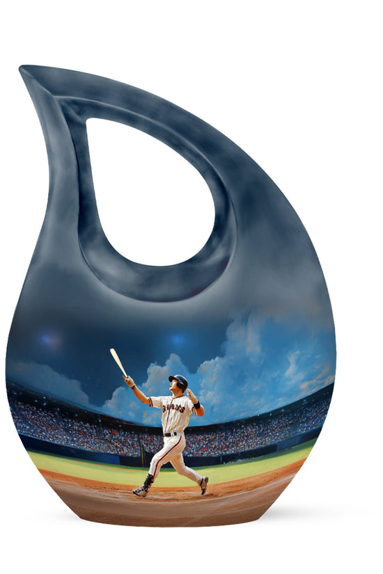 Blue Baseball Blessing Cremation Urns for Human Ashes - 10-inch, 200 cu in - Yatskia