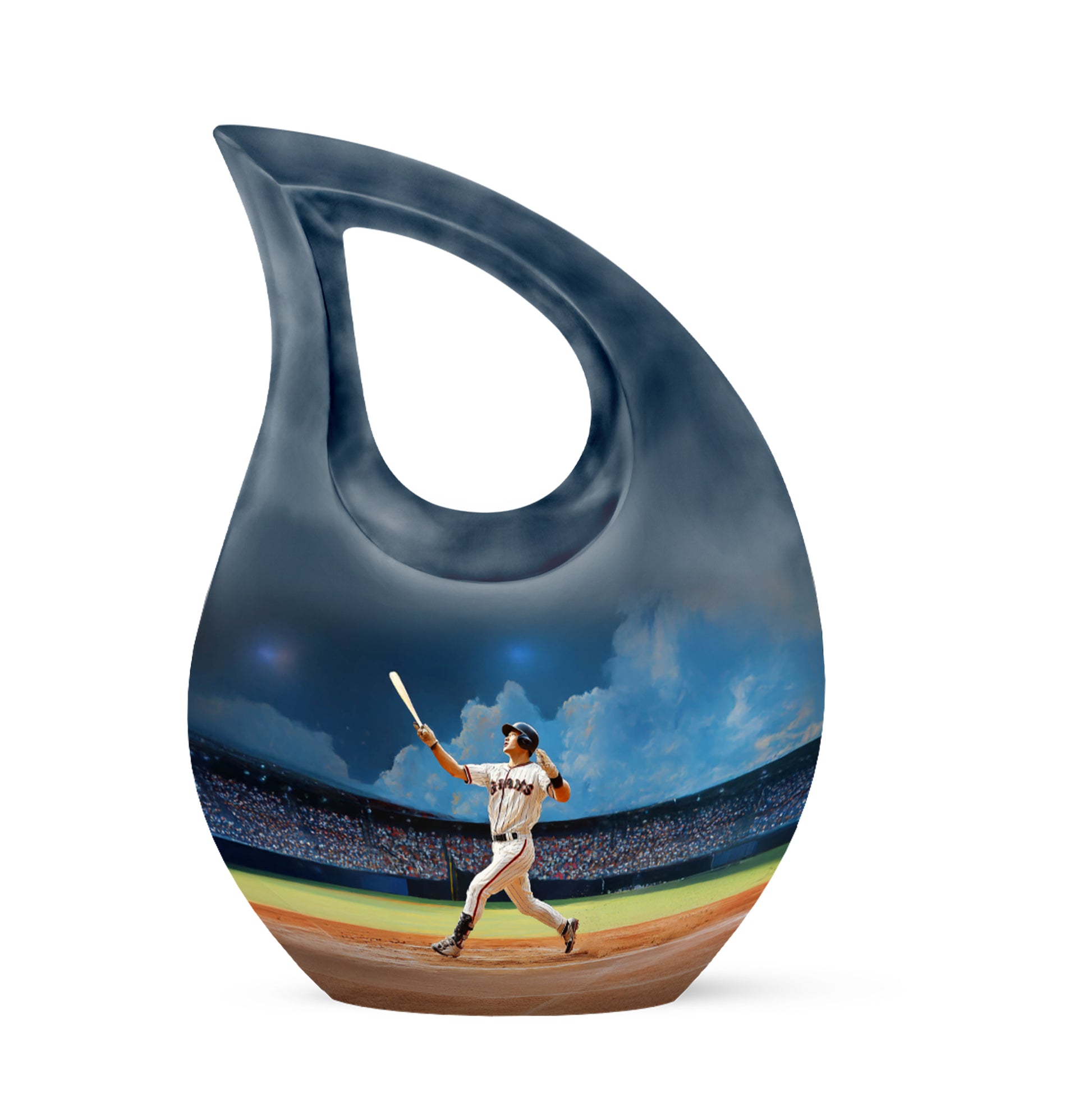 Blue Baseball Blessing Cremation Urns for Human Ashes - 10-inch, 200 cu in - Yatskia