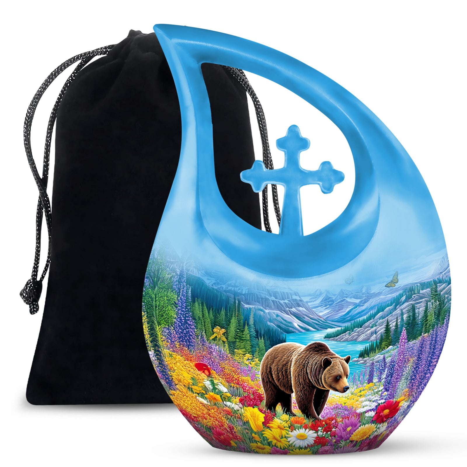 Mountain Bear Memorial Urn - Nature Cremation Urn For Adult