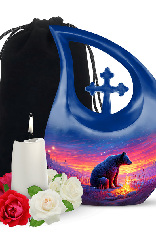 Brown Bear Memorial Urn - Mountain Cremation Urn For Male & Female
