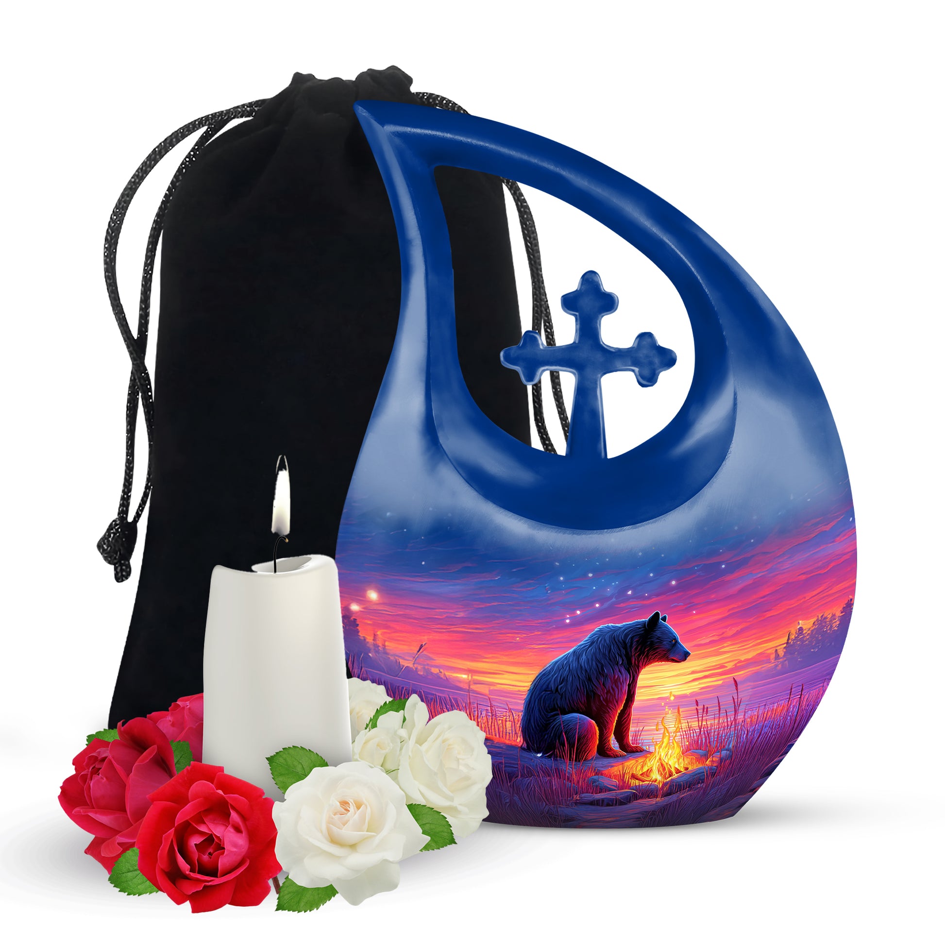 Brown Bear Memorial Urn - Mountain Cremation Urn For Male & Female