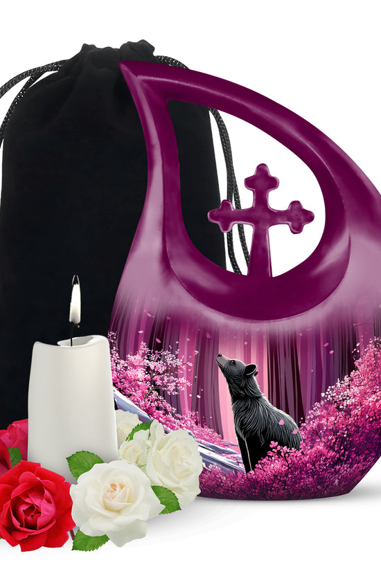 Cherry Blossom Memorial Urn - Bear Funeral Urn For Adults Ashes