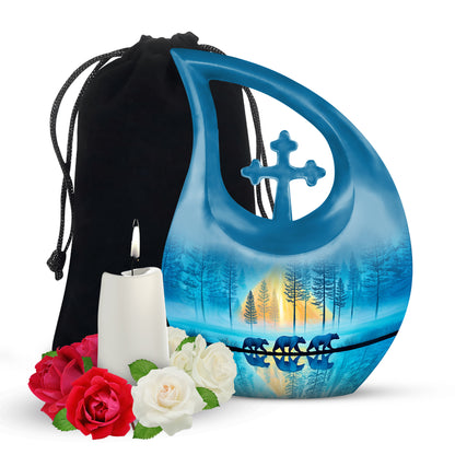 Family Bear Forest Urn - Bule Cremation Urn For Loved Ones