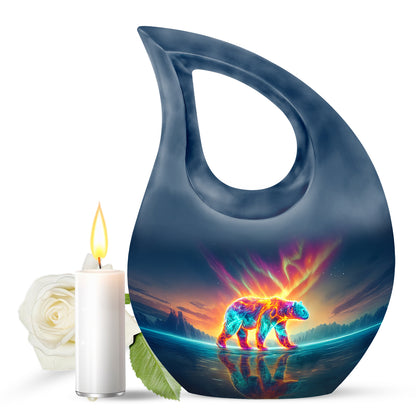 Personalized Magnificent Bear Cremation Urns - Blue 10-inch, 200 cu in - Yatskia