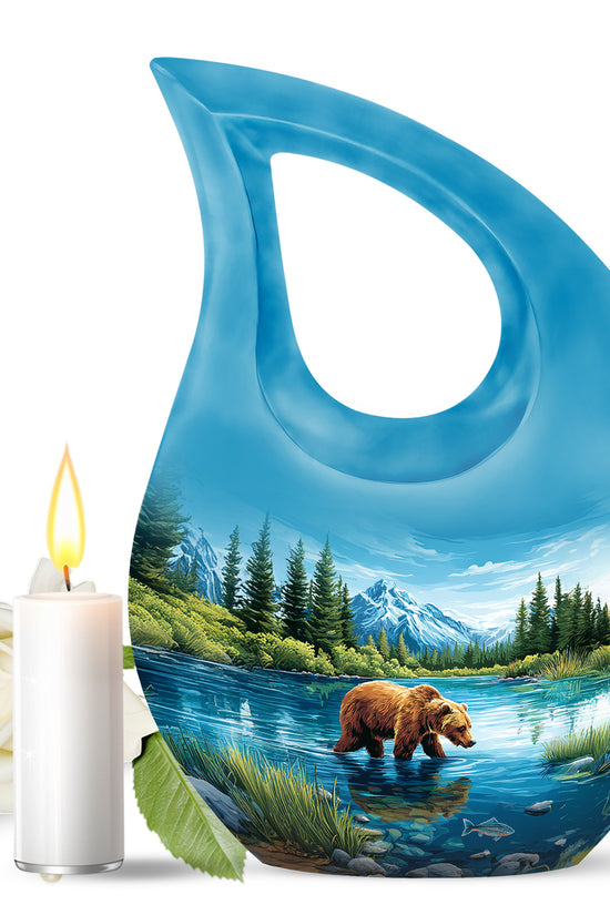 Inspiring Blue Bear Homage Urn for Human Ashes - 10-inch, 200 cu in - Yatskia