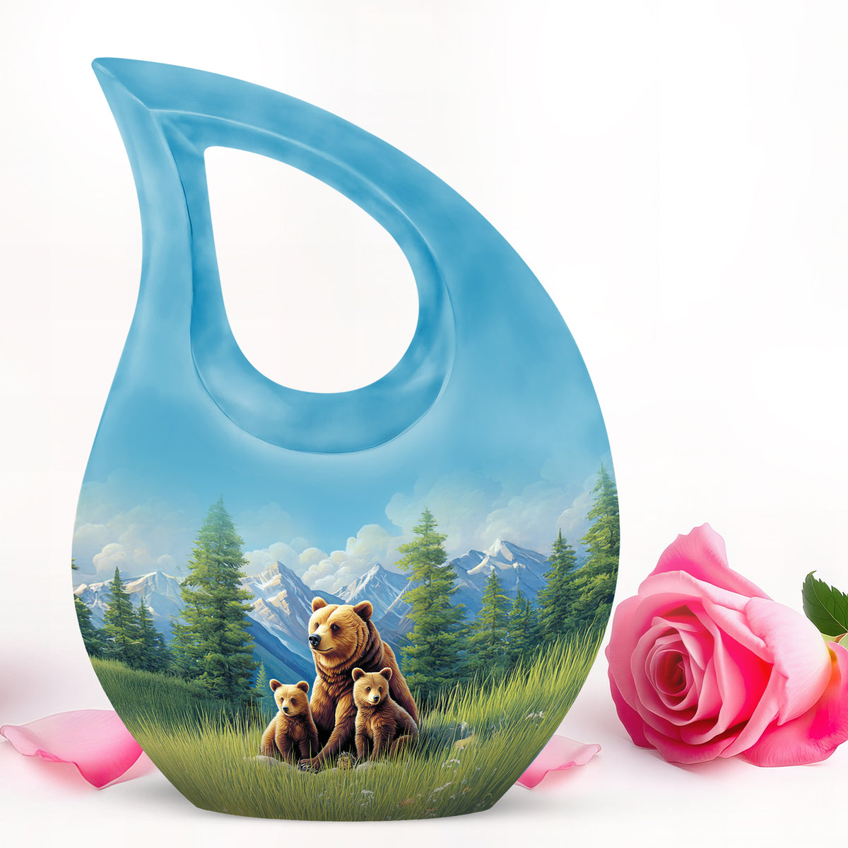 Radiant Bear Memorial Cremation Urns - Blue 10-inch, 200 cu in - Yatskia