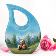 Radiant Bear Memorial Cremation Urns - Blue 10-inch, 200 cu in - Yatskia