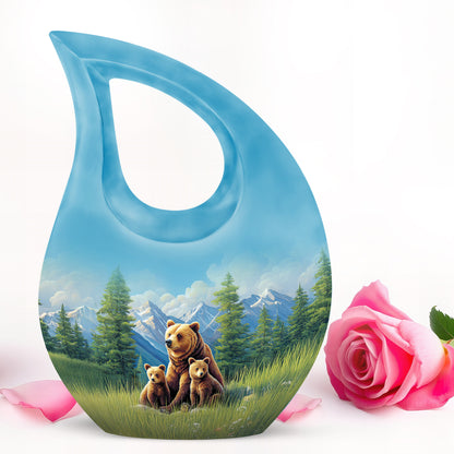 Radiant Bear Memorial Cremation Urns - Blue 10-inch, 200 cu in - Yatskia