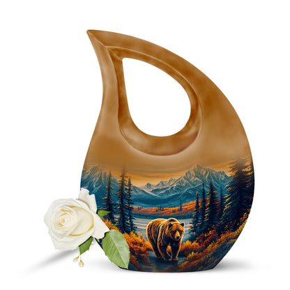 Blue Beloved Bear Cremation Urns for Human Ashes - 10-inch, 200 cu in - Yatskia
