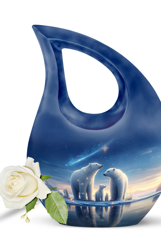 Illustrious Bear Memorial Cremation Urns - Blue 10-inch, 200 cu in - Yatskia