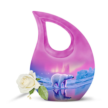 Personalized Pink Revered Bear Cremation Urns for Human Ashes - 10-inch, 200 cu in - Yatskia