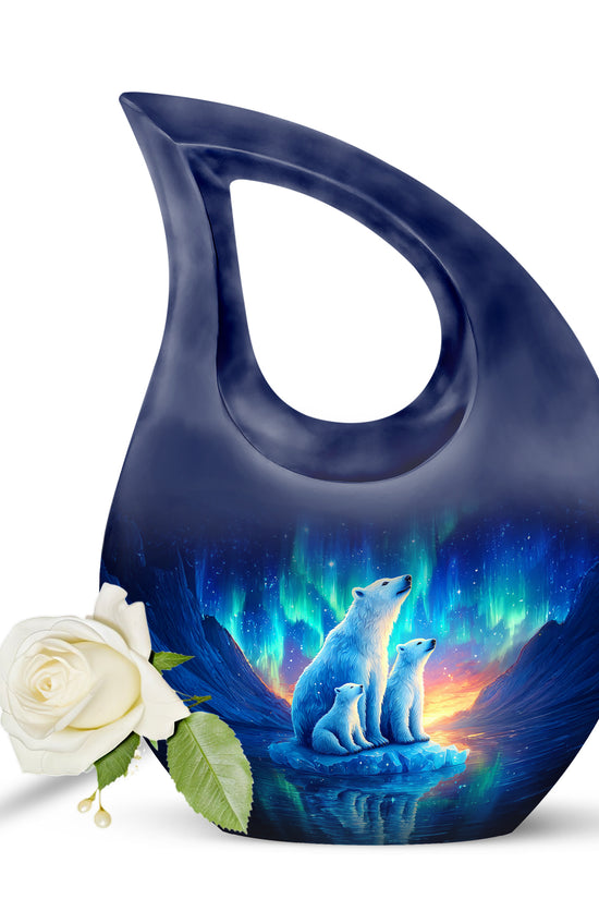Personalized Blue Bear Cremation Urns for Ashes - Majestic 10-inch - Yatskia