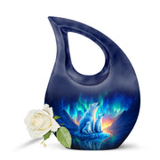 Personalized Blue Bear Cremation Urns for Ashes - Majestic 10-inch - Yatskia